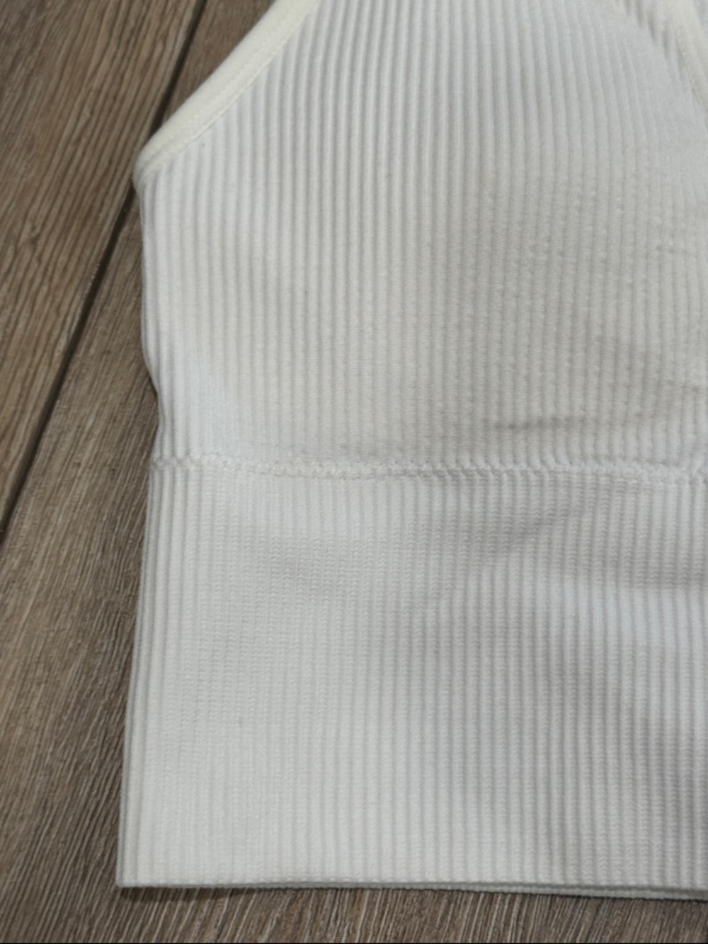 Women’s White Ribbed V-Neck Crop Top - Picture 4 of 8